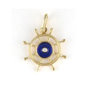 Silver Small Ships Wheel Pendant - 341