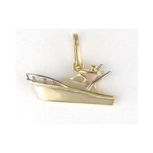 Silver Small Sportfishing Boat Pendant - 337