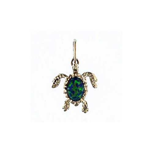 Silver Small Turtle with Opal Pendant - 166 O