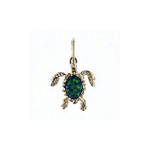 Silver Small Turtle with Opal Pendant - 166 O