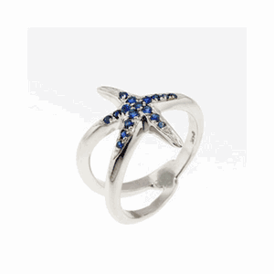 Silver Spider Star with Sapphires Ring - 729 S