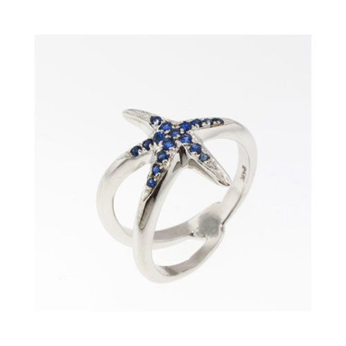 Silver Spider Star with Sapphires Ring - 729 S