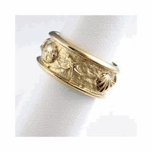 Silver Starfish And Shell Band Ring - 724