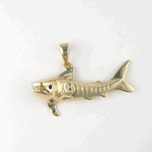 Silver Tiger Shark Pendant - 283