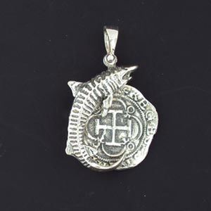 Silver Tiger Shark with Coin Pendant - 913