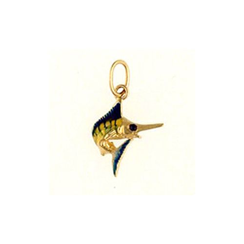 Silver Tiny Marlin Enamel Pendant - 184 E
