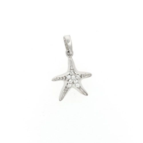 Silver Tiny Starfish with Diamonds Pendant - 232 D