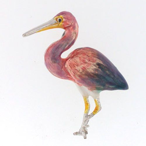 Silver Tricolor Heron Pendant - 428E