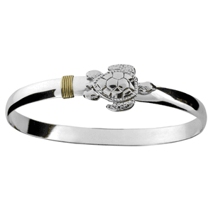 Turtle Hook Bracelet - SS & 14K Gold 4mm 6.5 Inch - C4TUR65