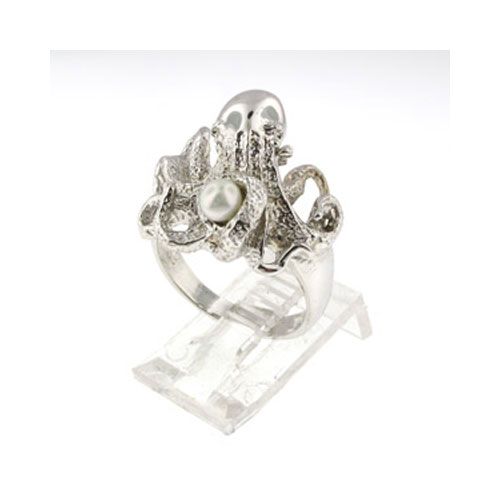 Silver Walking Octopus with Pearl Ring - 762 P