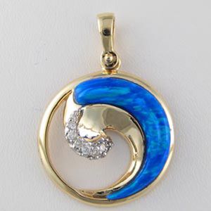 Silver Wave Opal & CZ Pendant - 385 DO