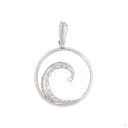 Silver Wave with 1 Line Of Stones Pendant - 451-1