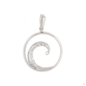 Silver Wave with 1 Line Of Stones Pendant - 451-1