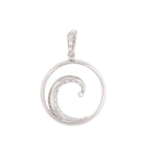 Silver Wave with 1 Line Of Stones Pendant - 451-1B