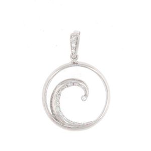 Silver Wave with 1 Line Of Stones Pendant - 451-1B
