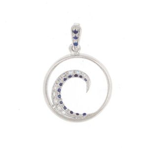 Silver Wave with CZ and Sapphire Pendant - 451-2