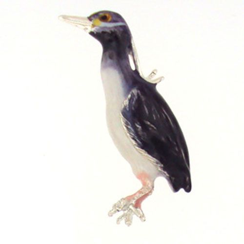 Silver Yellow Crown Night Heron Pendant - 431 E