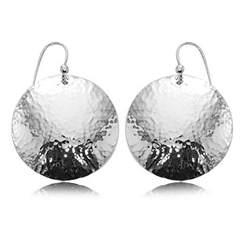 Simple Hammered Disc Earrings - Sterling Silver