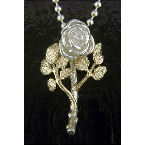 Single Rose Pendant - Sterling Silver and 14K Gold  - SD-SGP785
