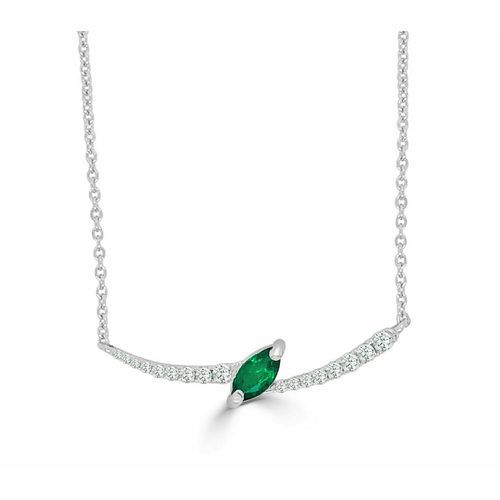 Slanted All Diamond Marquis Sapphire Center  Bolt  Pendant