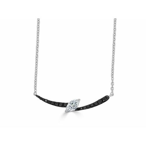 Slanted All Diamond Marquis Sapphire Center  Bolt  Pendant