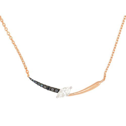 Slanted Marquis Center Half Black Diamond Bolt Pendant