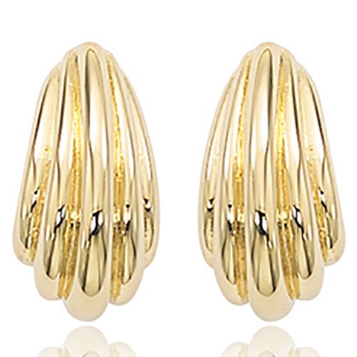 Small 5 Rib J Earrings - 14K Yellow Gold
