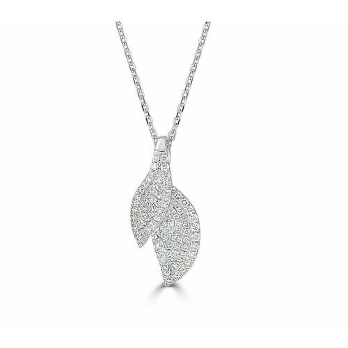 Small All Diamond Dual Leaves Pendant
