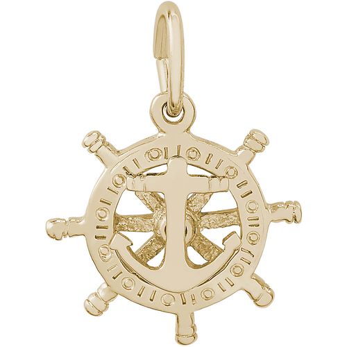 Small Anchor & Ships Wheel Charm - 10K Gold - 10-1668-10kg