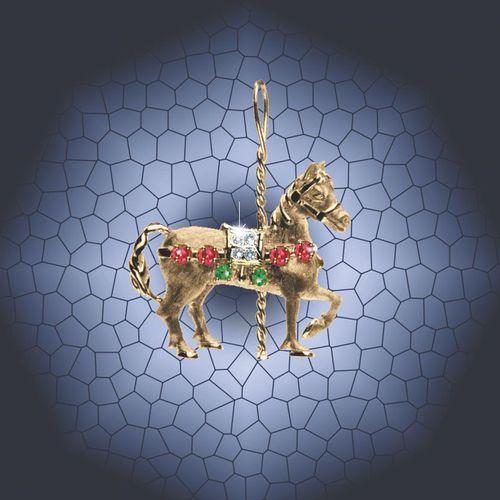 Small Carousel Horse Pendant - 14K Yellow Gold