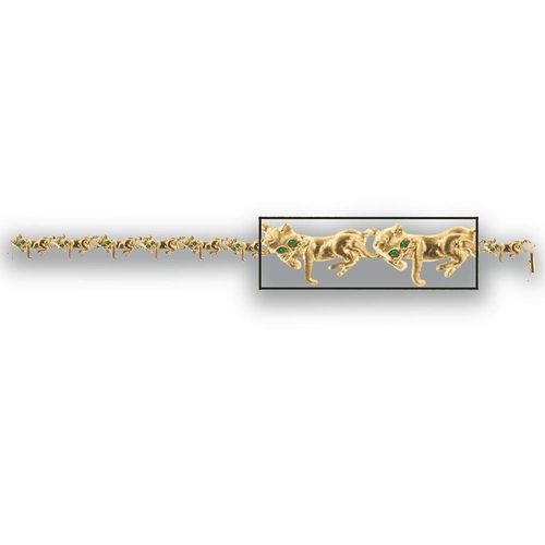 Small Cat Lounge Bracelet - 14K Yellow Gold Size 7 Inch
