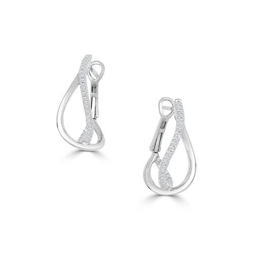 Small Crossover diamond and polished small hoop earrings