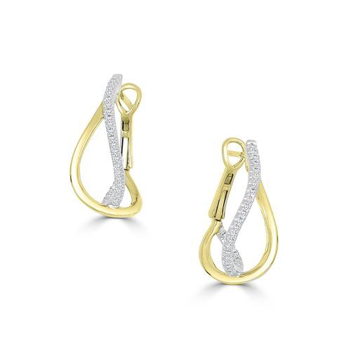 Small Crossover diamond and polished small hoop earrings