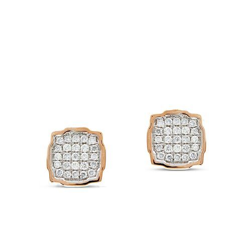 Small Cush Frame Diamond Polished Stud Earrings