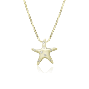 Small Diamond Starfish Pendant, Hawaiian Inspired  Pendant, SFP-36084/D