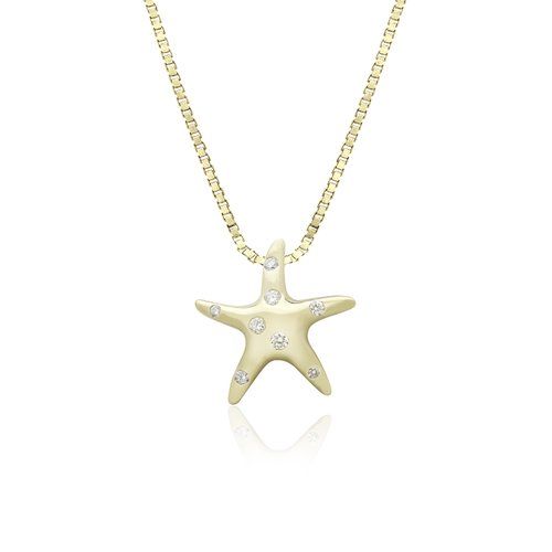 Small Diamond Starfish Pendant, Hawaiian Inspired  Pendant, SFP-36084/D