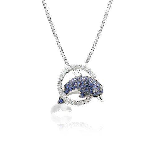 Small Dolphin Hoop Pendant, Hawaiian Inspired  Pendant, SDP-36057/ BSD
