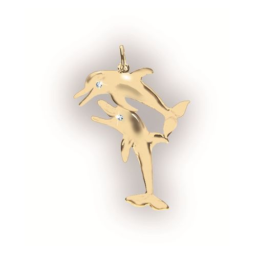 Small Dolphin School Pendant - 14K Yellow Gold