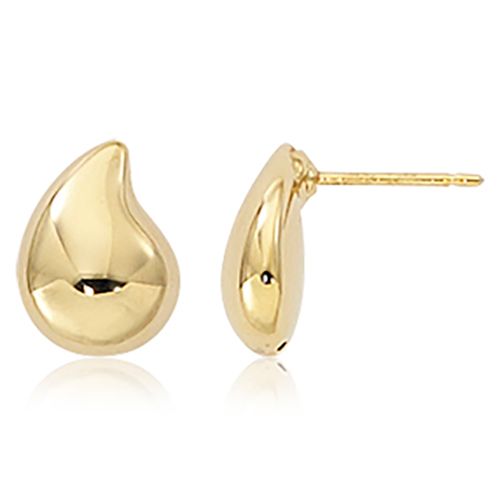 Small Domed Teardrop Stud Earrings  -14K Yellow Gold