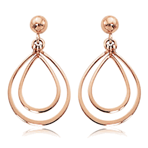Small Double Pearshaped Drops Earrings - 14K Rose Gold