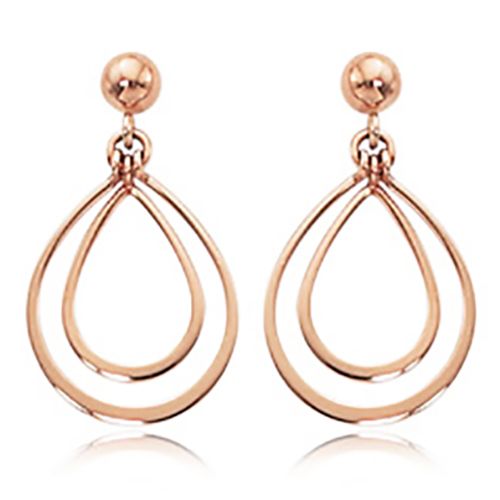 Small Double Pearshaped Drops Earrings - 14K Rose Gold