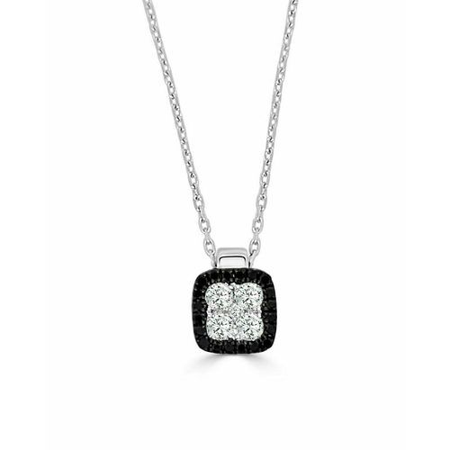 Small Firenze II, Black & White Diamond Cushion Pendant