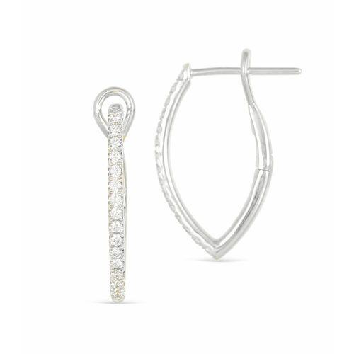 Small half-diamond marquise hoop earrings