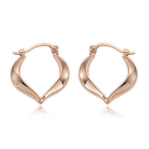 Small Heart Shaped Hoop Earrings - 14K Rose Gold