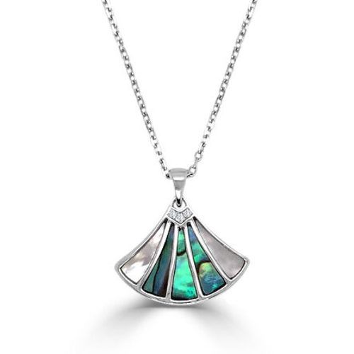 Small Hera Diamond With Abalone & White Mother of Pearl Pendant