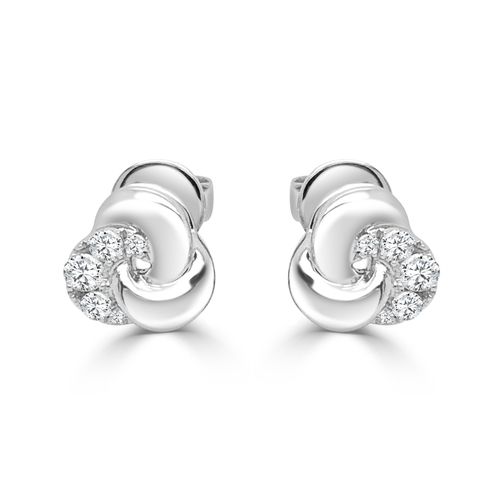 Small Love Knot Half Diamond Earring Studs
