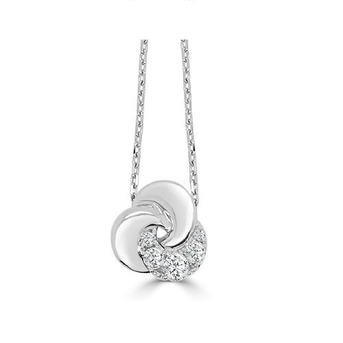 Small Love Knot Half Diamond Swirls Pendant