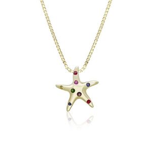 Small Multi Sapphire Starfish Pendant, Hawaiian Inspired  Pendant, SFP-36084/MS