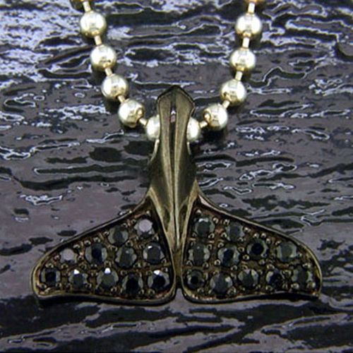 Small Orca Whale Tail Pendant - Sterling Silver and 14K Gold  - SD-SGP027S