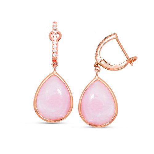 Small Pear Shape Luna Pink Mother Of Pearl & Diamond Clip Earrings